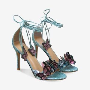 Women’s Butterfly Embellished High Heel Sandals in Blue